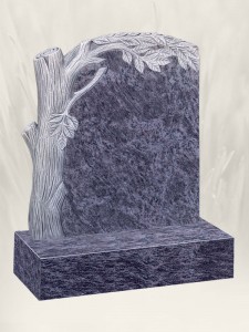Carved Tree Antique Finish Blue Lagoon Headstone