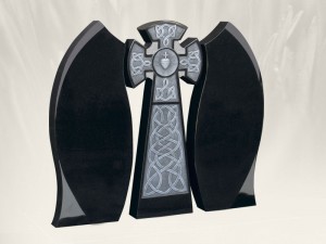 Celtic Mist Antique Finish Black Headstone