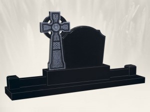 Boyne Celtic Cross Antique Finish Black Headstone
